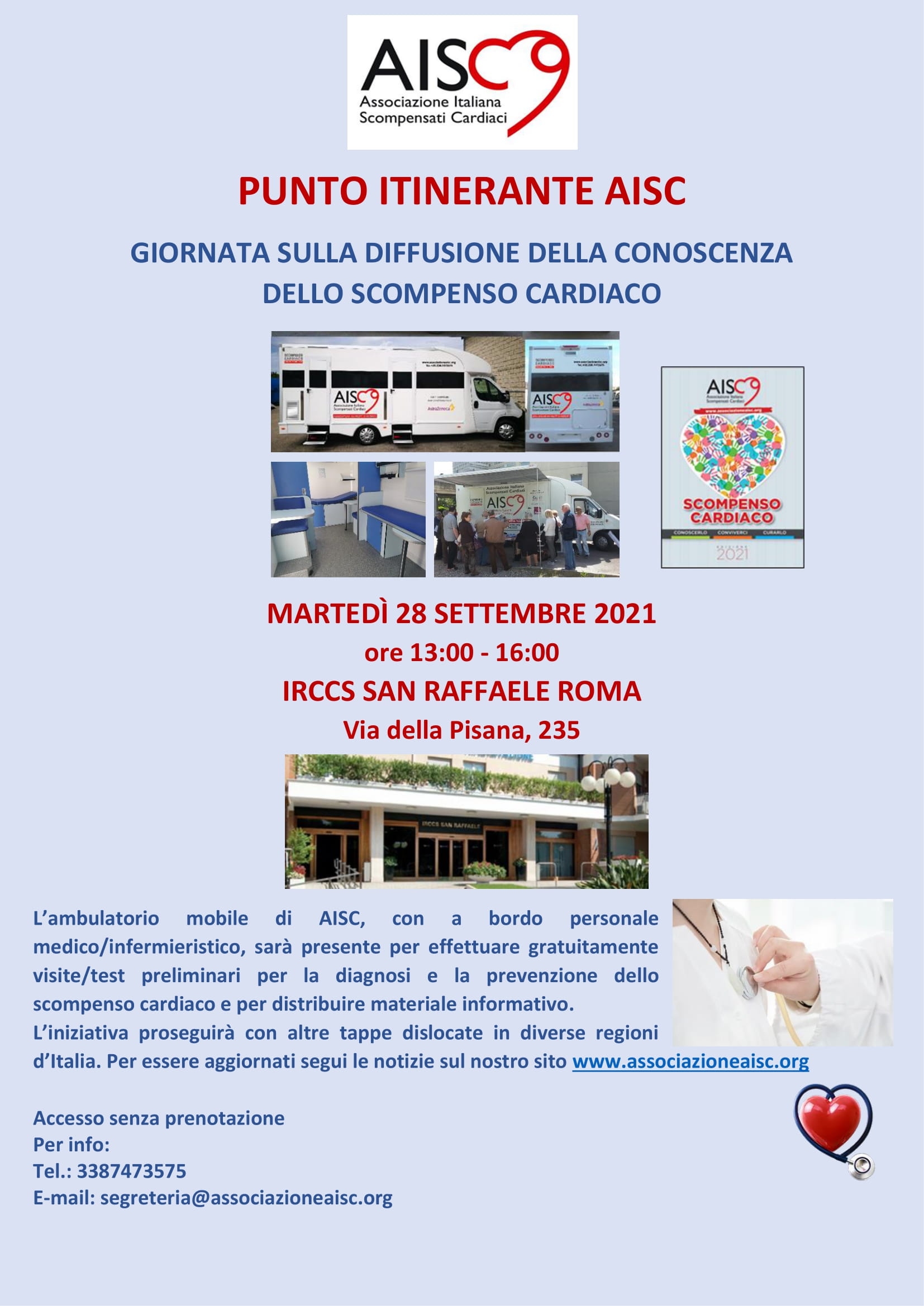 AISC locandina camper 2021 tappa IRCCS San Raffaele Roma 1